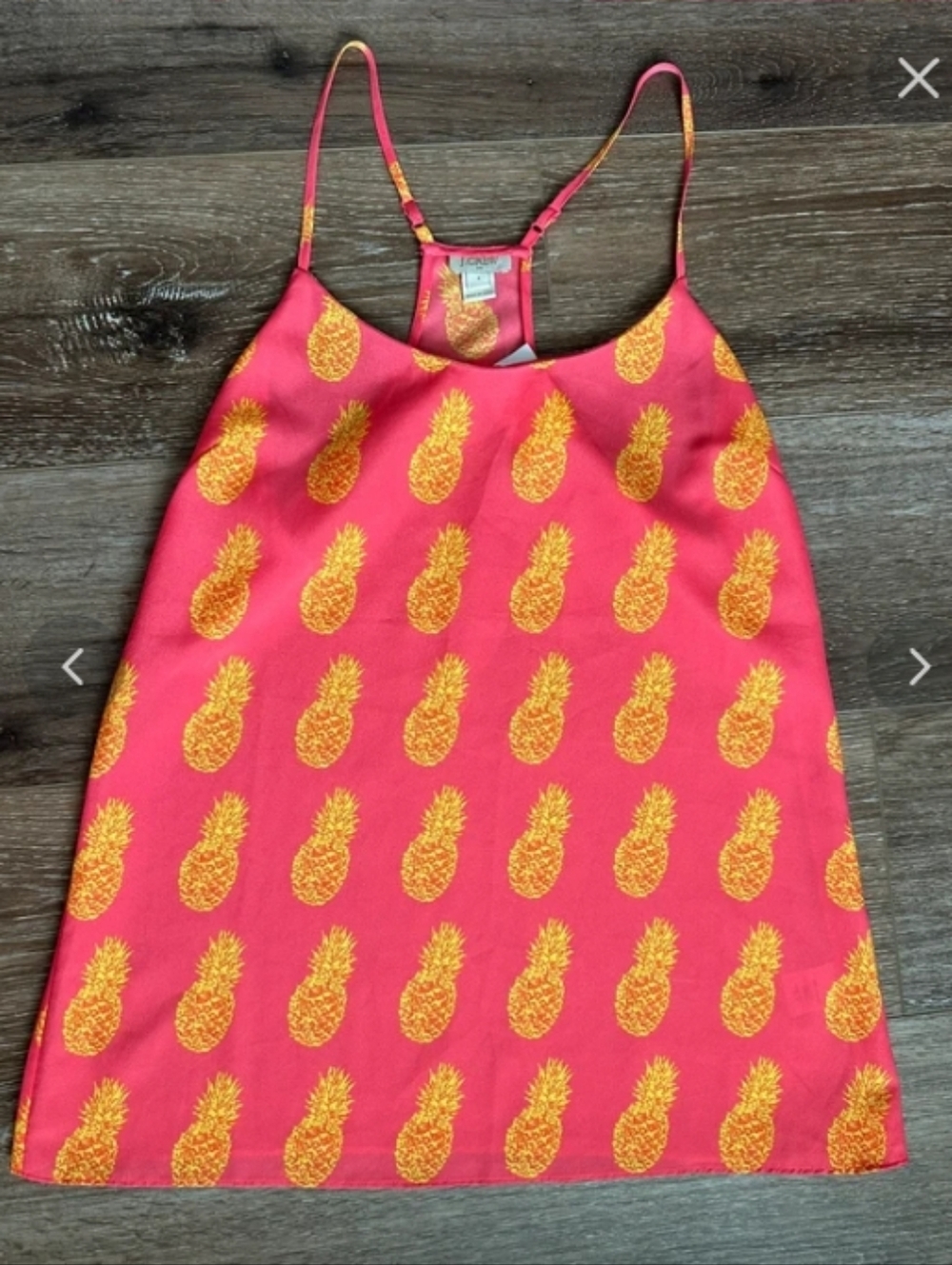 NWT J Crew Sz 4  Pineapple Print Pink Cami Tank